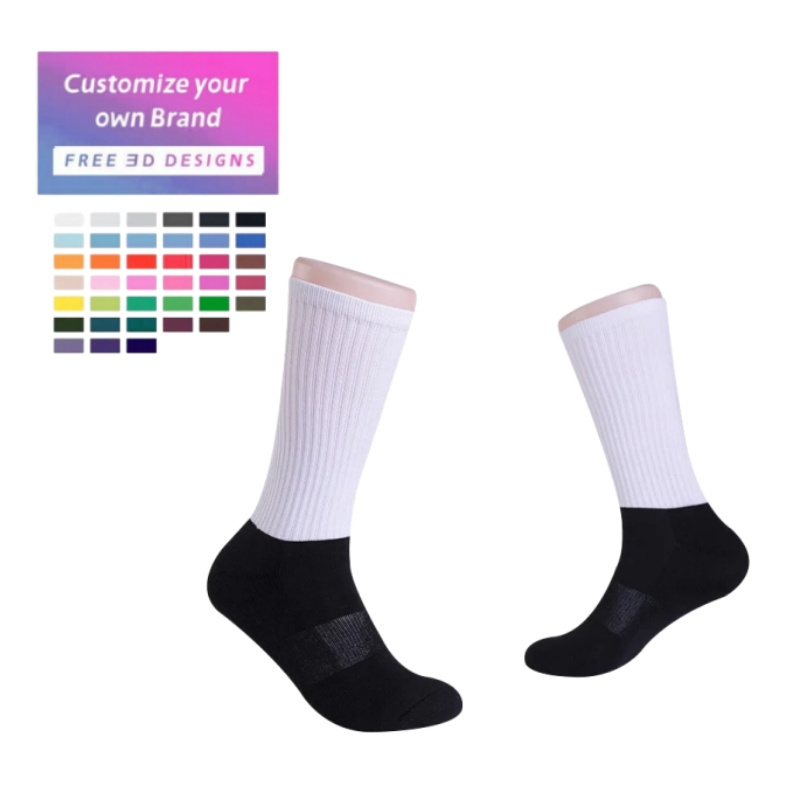 Custom short Blank digital print socks mid calf sublimation sports socks