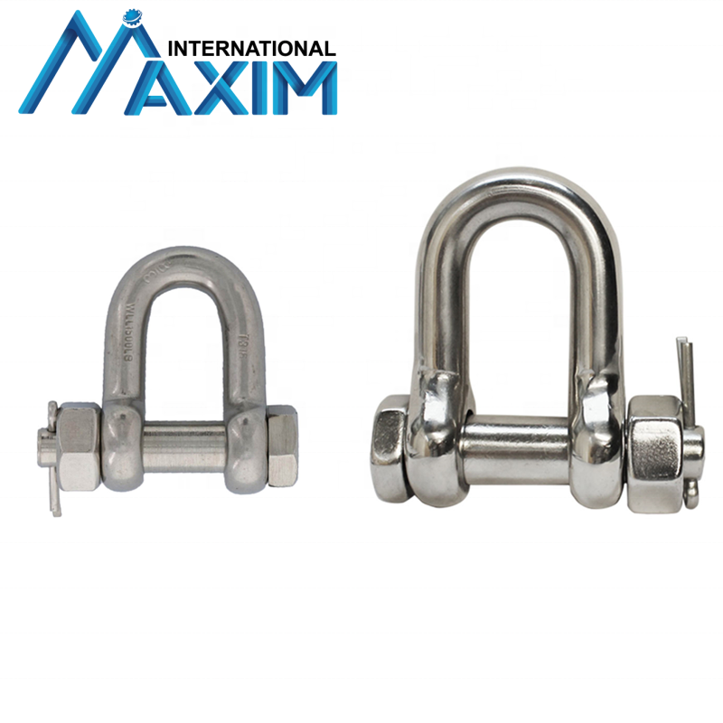 Marine Hardware Stainless Steel Key Pin D Shackle With Bar