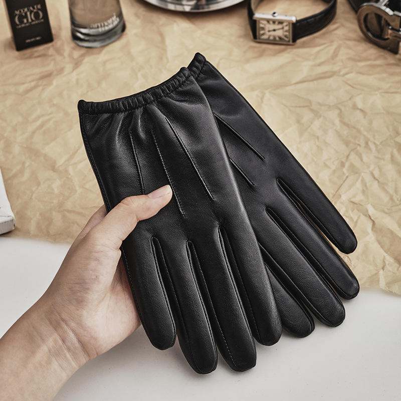 Winter Cycling Driving Bicycle Glove Windproof Thermal Warm Fleece Leather Fur Gloves 2023