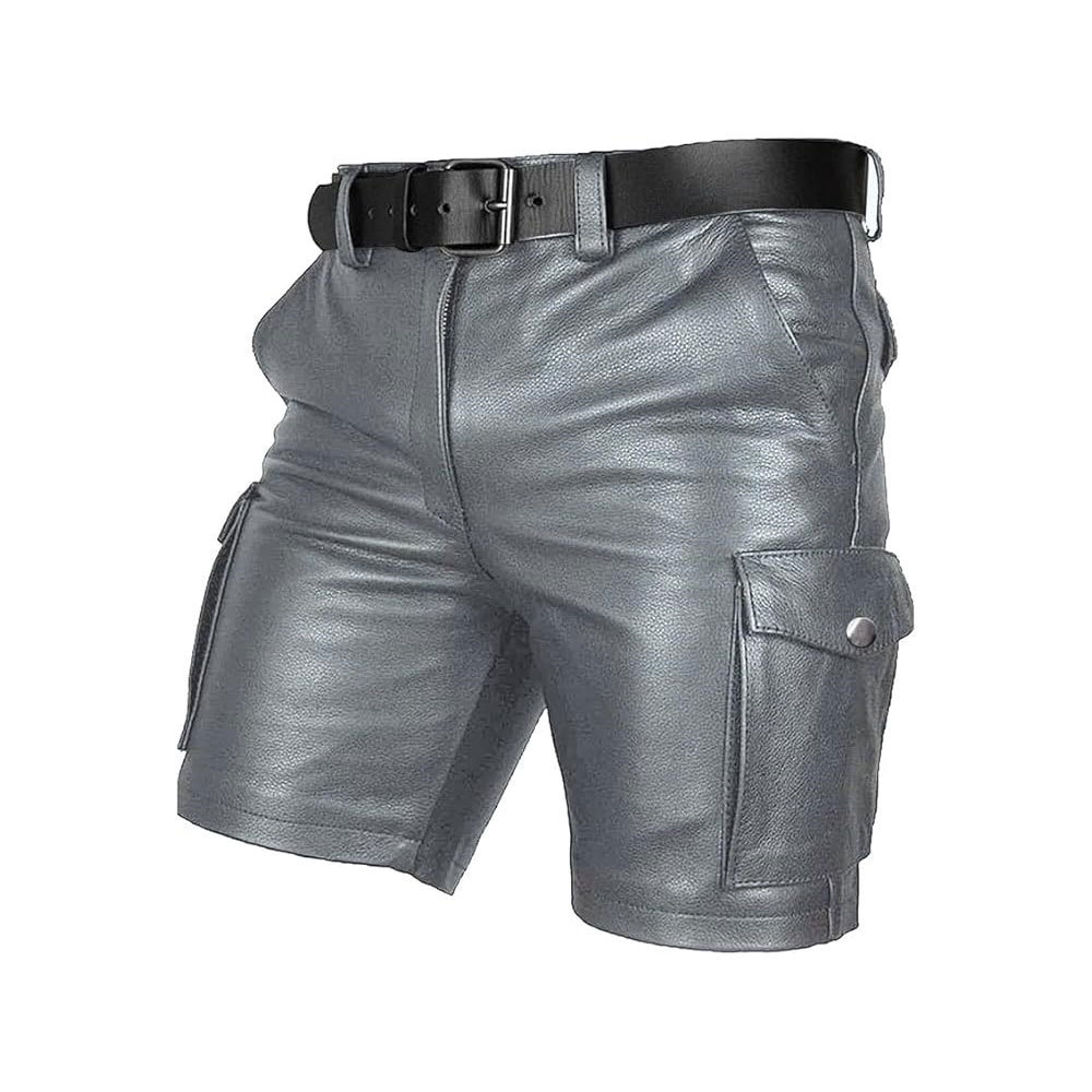 Professional Designed Pakistan Manufacturer Leather Shorts New Solid Color Slim Fit Men Leather Shorts