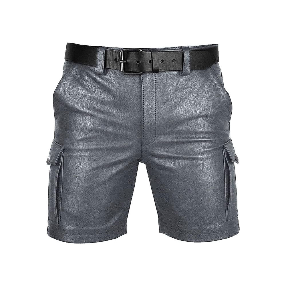 Professional Designed Pakistan Manufacturer Leather Shorts New Solid Color Slim Fit Men Leather Shorts