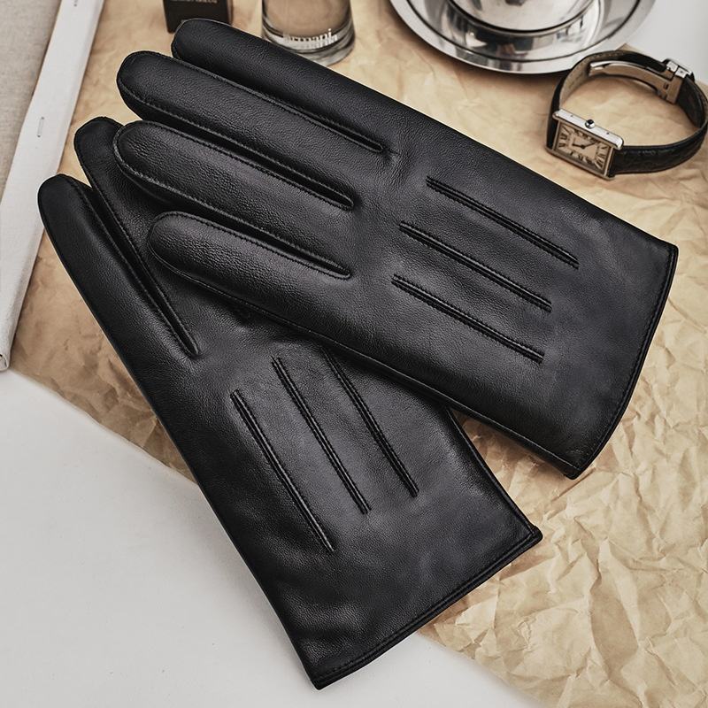 Winter Cycling Driving Bicycle Glove Windproof Thermal Warm Fleece Leather Fur Gloves 2023