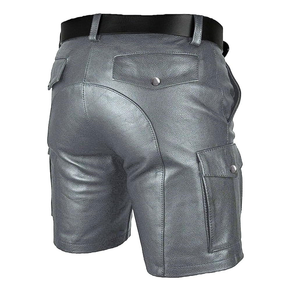 Professional Designed Pakistan Manufacturer Leather Shorts New Solid Color Slim Fit Men Leather Shorts