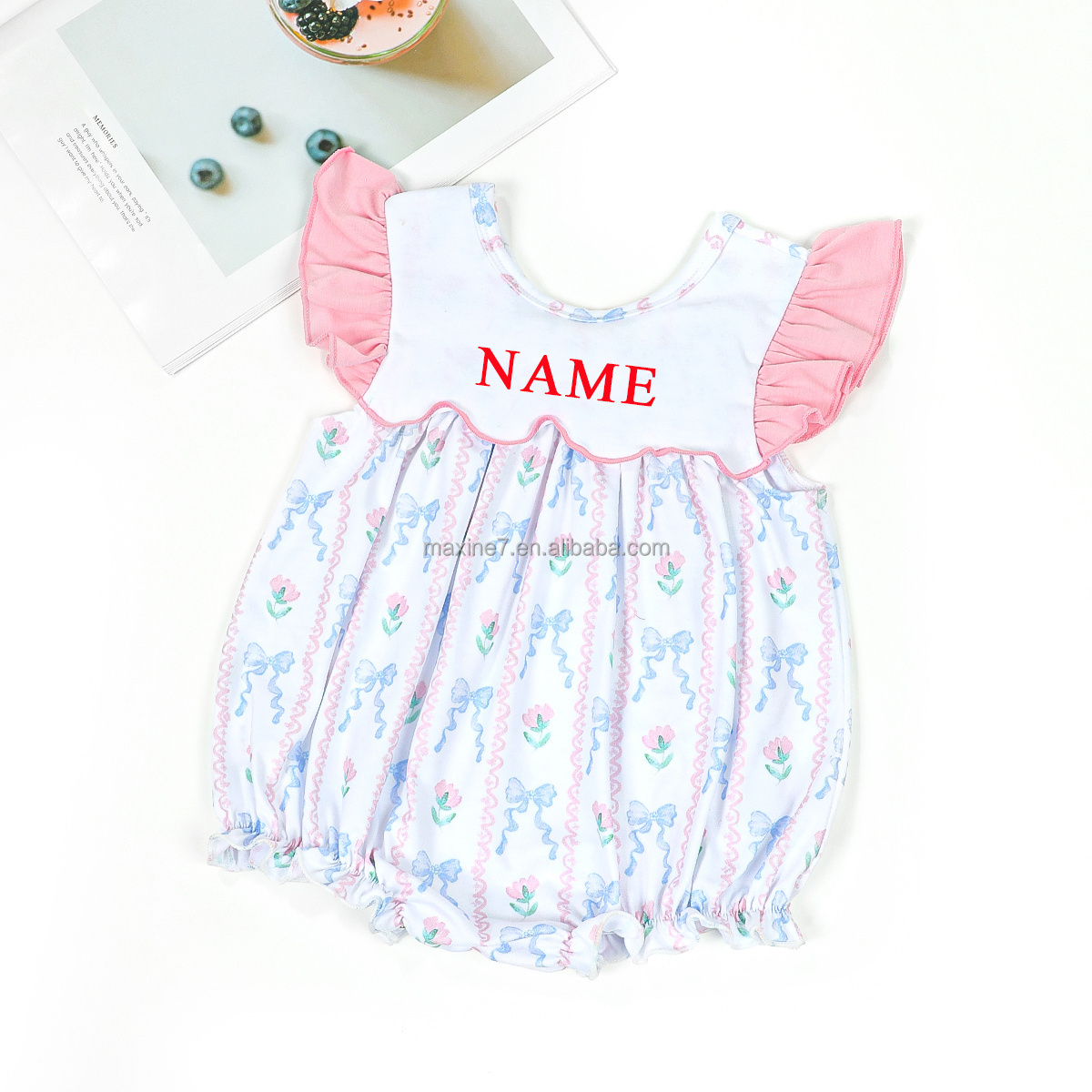 Puresun Children Clothes Custom Name Kids One-piece Jumpsuits Boutique Baby Girls Rompers Wholesale