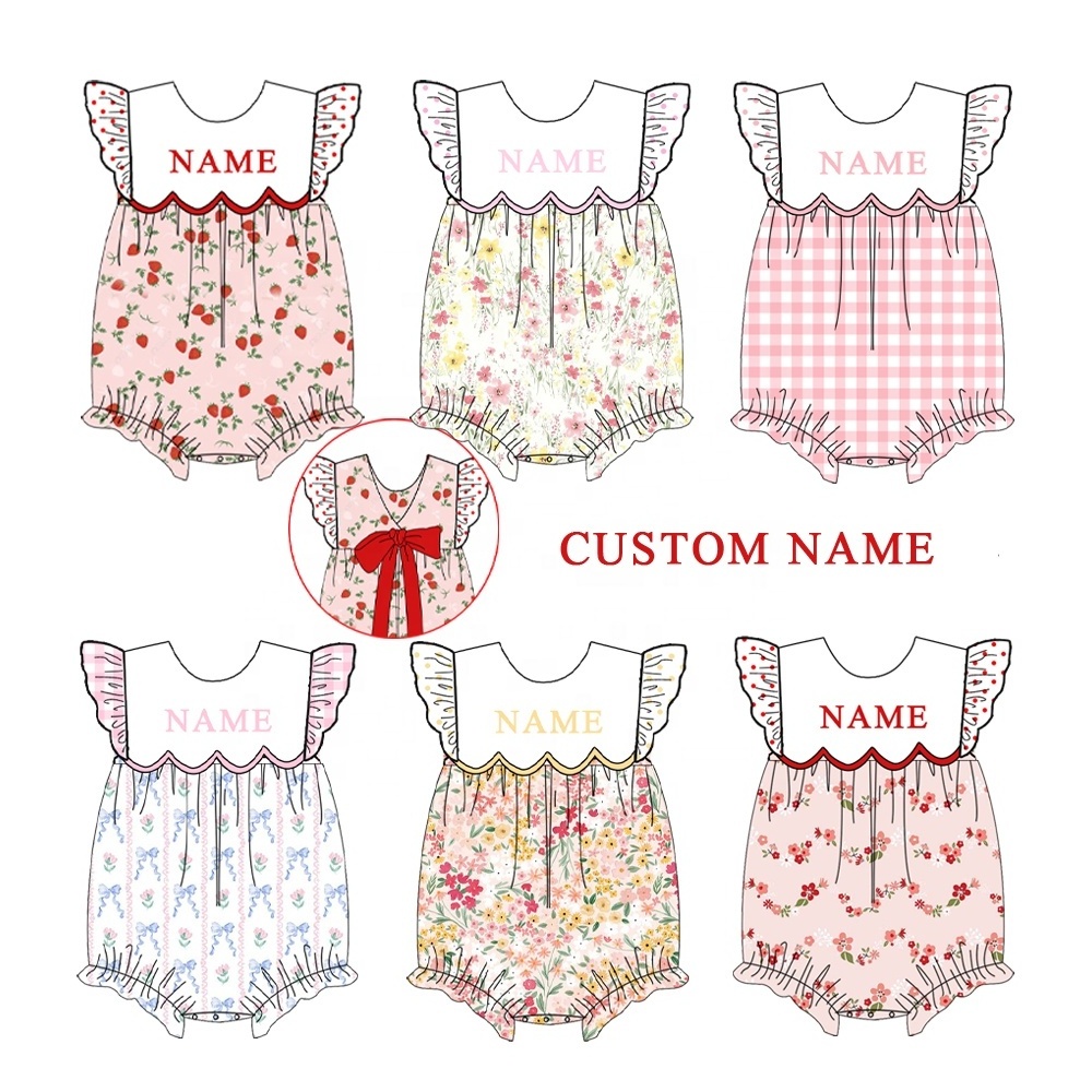 Puresun Children Clothes Custom Name Kids One-piece Jumpsuits Boutique Baby Girls Rompers Wholesale