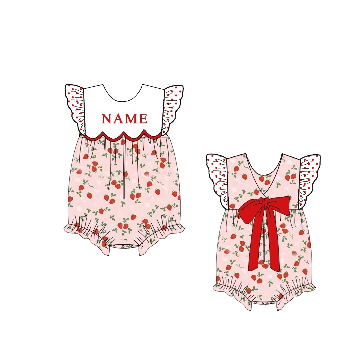 Puresun Children Clothes Custom Name Kids One-piece Jumpsuits Boutique Baby Girls Rompers Wholesale