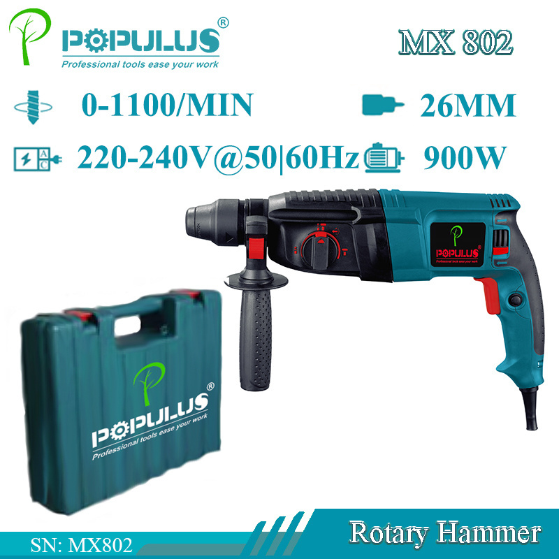 iPOPULUS New Arrival Industrial Quality 26mm Rotary Hammer Power Tools 900W Electric Hammer Hammer Drill