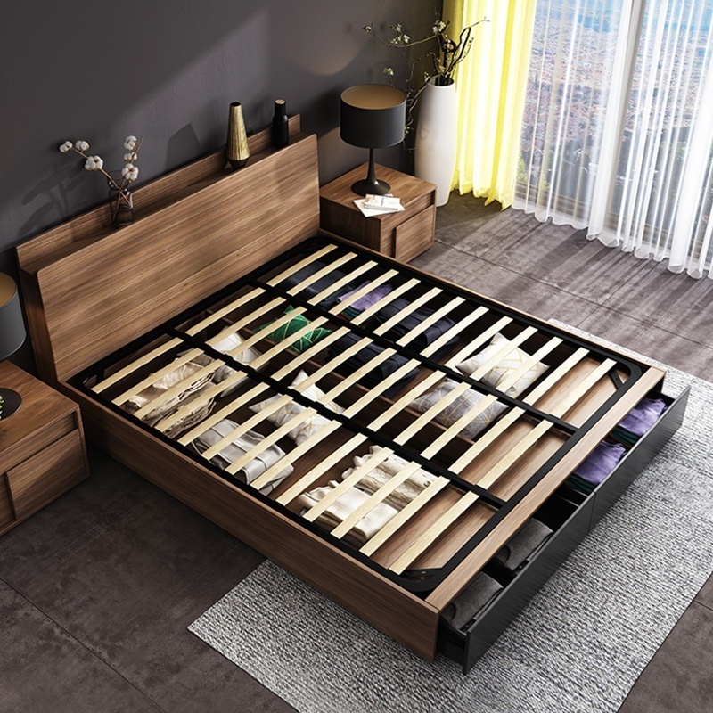 Luxury home furniture bedroom set design multifunctional furniture set can be raised and lowered adjustable wooden storage bed