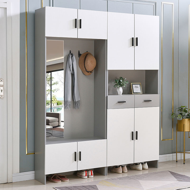 Entrance cabinet shoe cabinet household simple large-capacity combination living room wardrobe console table with mirror