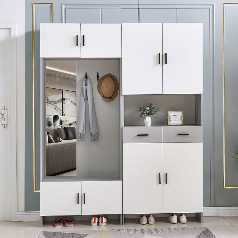 Entrance cabinet shoe cabinet household simple large-capacity combination living room wardrobe console table with mirror