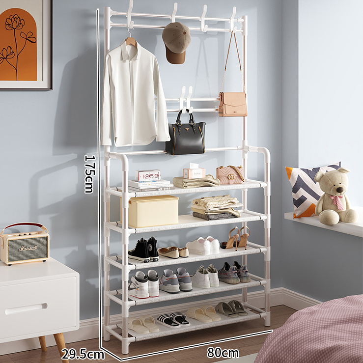 Maxky Household Shoe Rack Door Dormitory Coat Rack Coat One Shoe Cabinet Home Furniture Storage Multi-Functional Rack