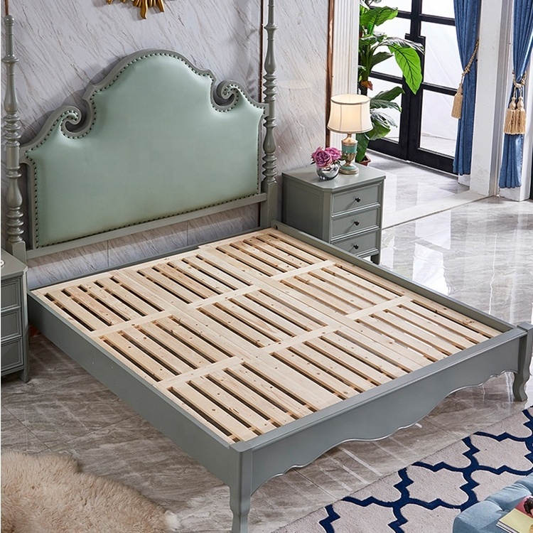 Solid Wood Bedroom Furniture Modern Style Luxury Design Leather Bed