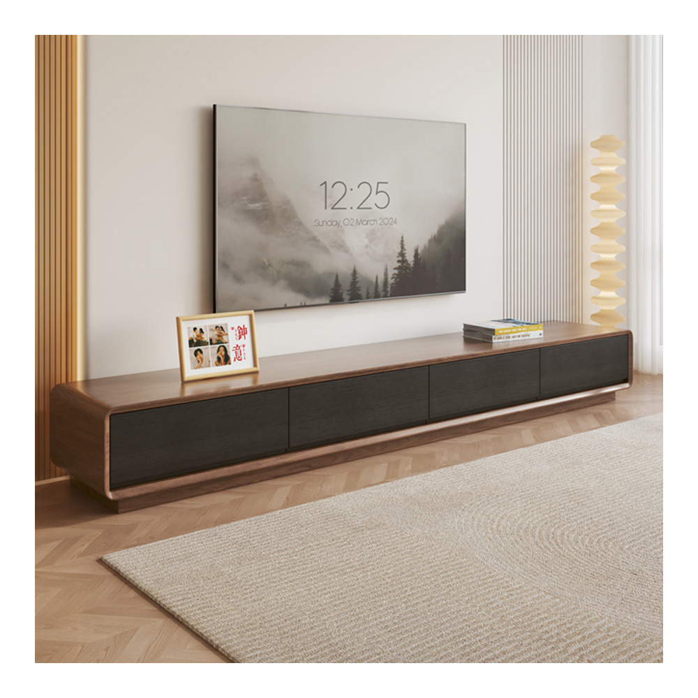 Minimalist Walnut Tv Cabinet Coffee Table Simple Modern Small Apartment Living Room Light Luxury Narrow Tv Cabinet Low Cabinet