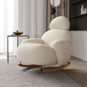 Modern home furniture rocking chair recliner home leisure lazy chair Italian light luxury single white leather sofa chair