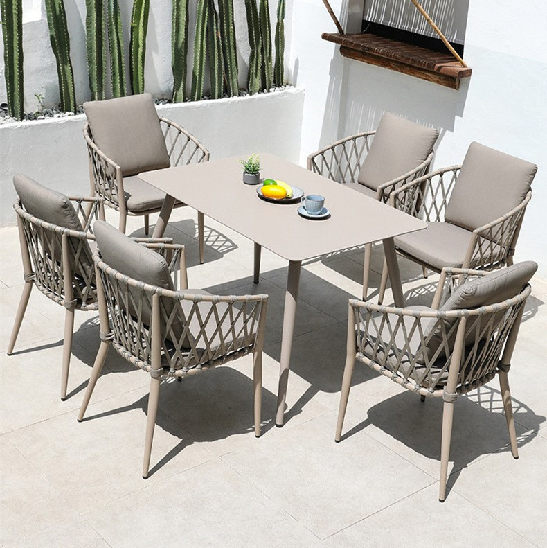 Outdoor tables and chairs villas waterproof sunscreen Nordic outdoor terrace garden balcony public leisure rattan furniture