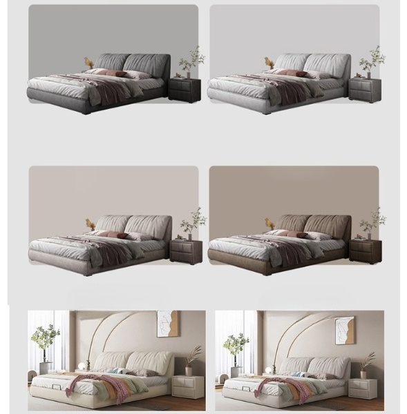 Elephant ear fabric bed modern master bedroom king bed light luxury fabric tatami double bed for bedroom furniture