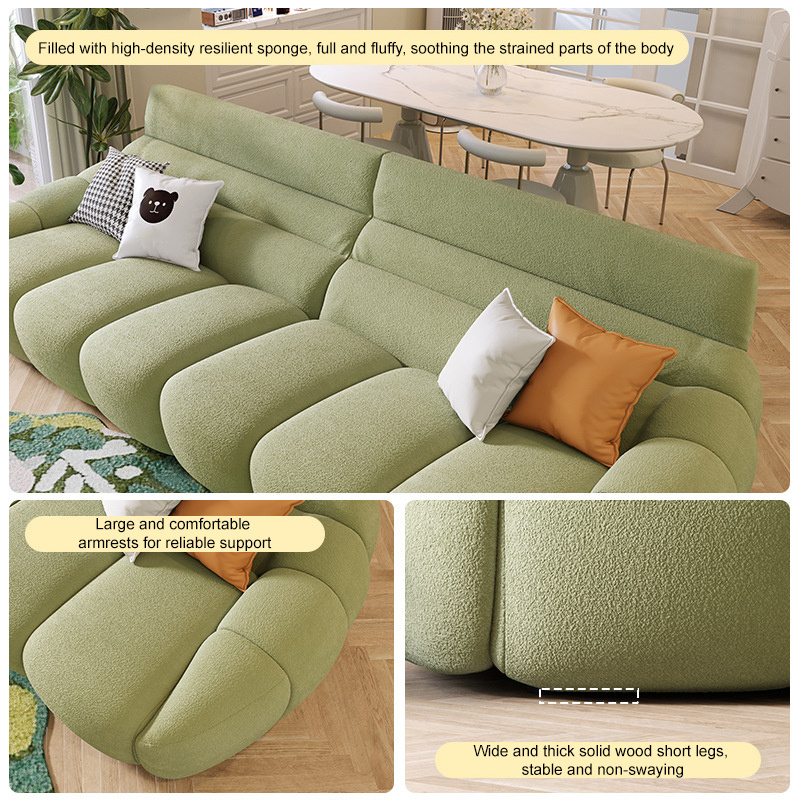 Italian Double Fabric Couch Sofa Scandinavian Simple Modern Small Apartment Netflix Style Pumpkin velvet sectional Sofa