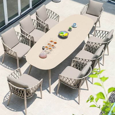 Outdoor tables and chairs villas waterproof sunscreen Nordic outdoor terrace garden balcony public leisure rattan furniture