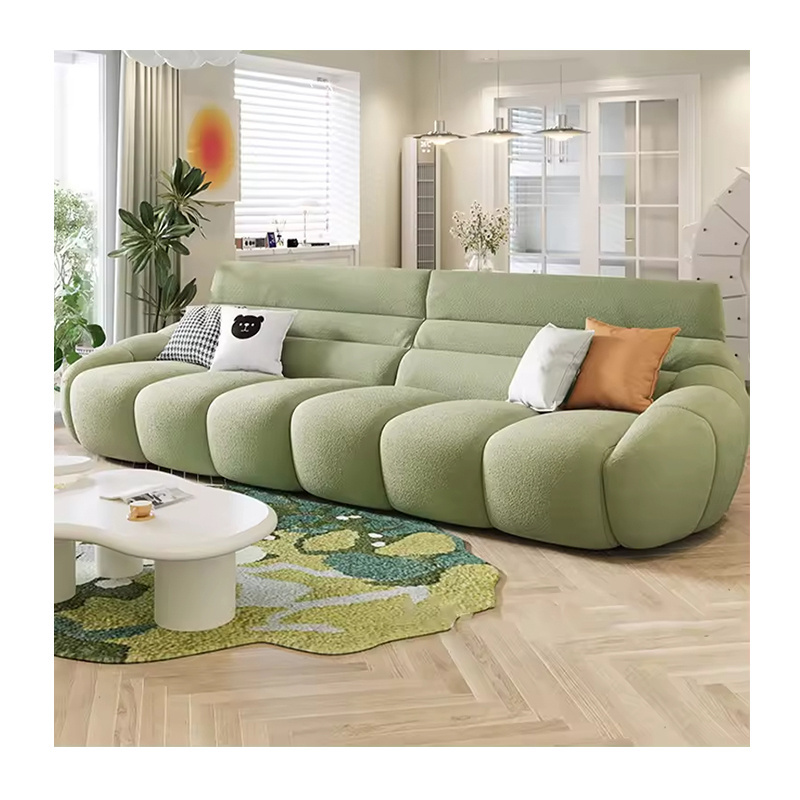 Italian Double Fabric Couch Sofa Scandinavian Simple Modern Small Apartment Netflix Style Pumpkin velvet sectional Sofa