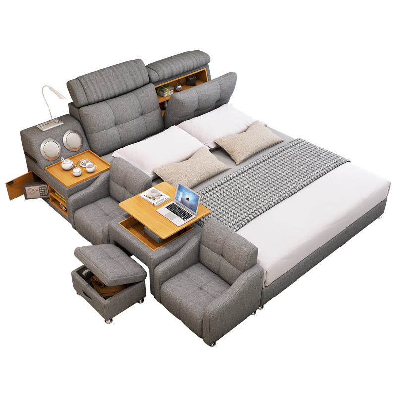 Modern minimalist multifunctional smart sofa bed tatami storage bed