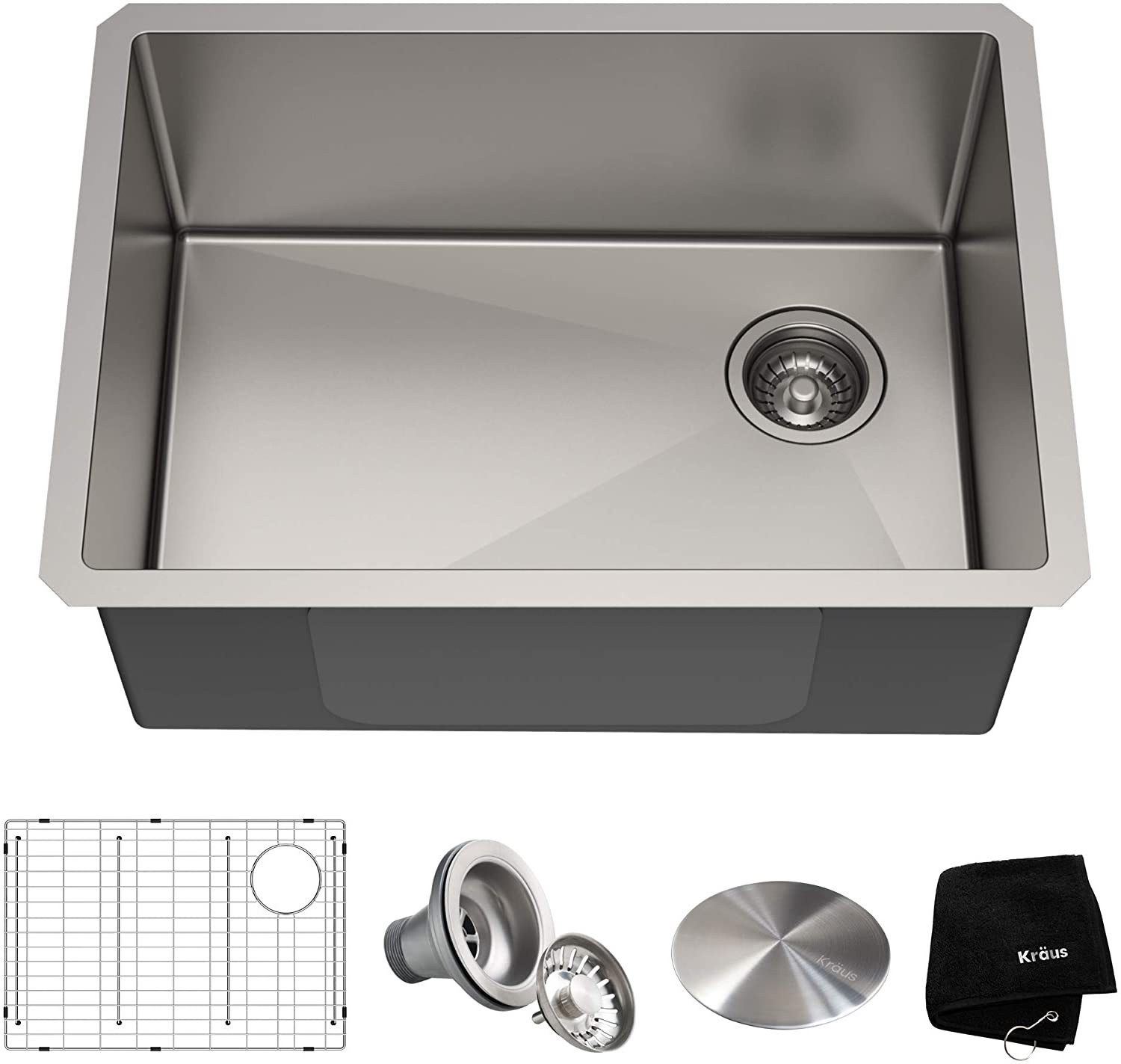 Stainless Steel 304 201 kitchen Sinks and Bolden Commercial Pull Faucet in Chrome Kitchen Sink & Faucet Combo, 30 Inch