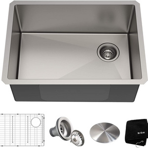 Stainless Steel 304 201 kitchen Sinks and Bolden Commercial Pull Faucet in Chrome Kitchen Sink & Faucet Combo, 30 Inch