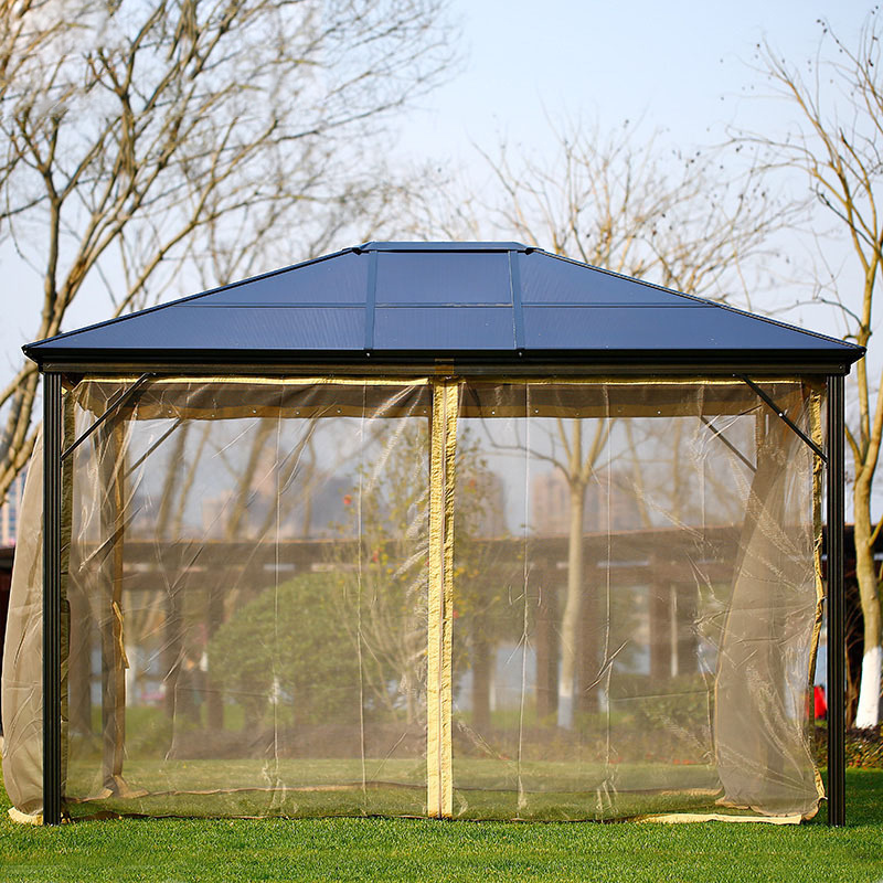 Party Outdoor Galvanized Fabric Roof 4*4M Luxury Aluminium Outdoor Big Gazebo Pavilion Waterproof awning retractable