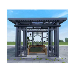 Iron Gazebo Garden Pavilion for Garden Outdoor with Waterproof Curtain garden room