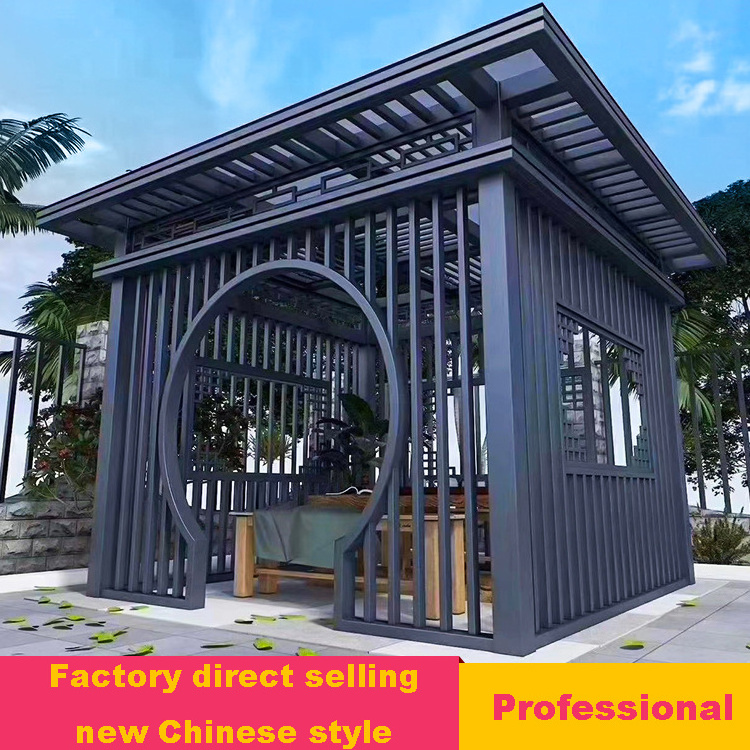 Iron Gazebo Garden Pavilion for Garden Outdoor with Waterproof Curtain garden room