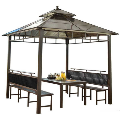 High Quality Awnings Outdoor Gazebos Garden Double Polycarbonate Roof Pavilion Luxury Aluminium Hardtop Gazebo