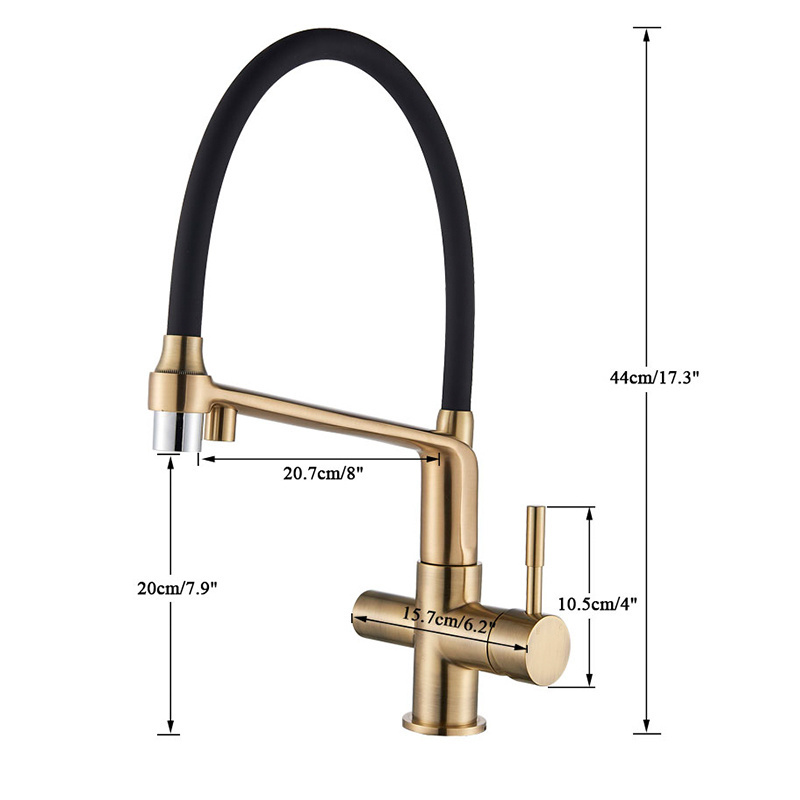 Filter Kitchen Faucet Brushed Gold 360 Swivel Pure Water Faucets for Kitchen Black Pull Down Purification Water Mixer Tap