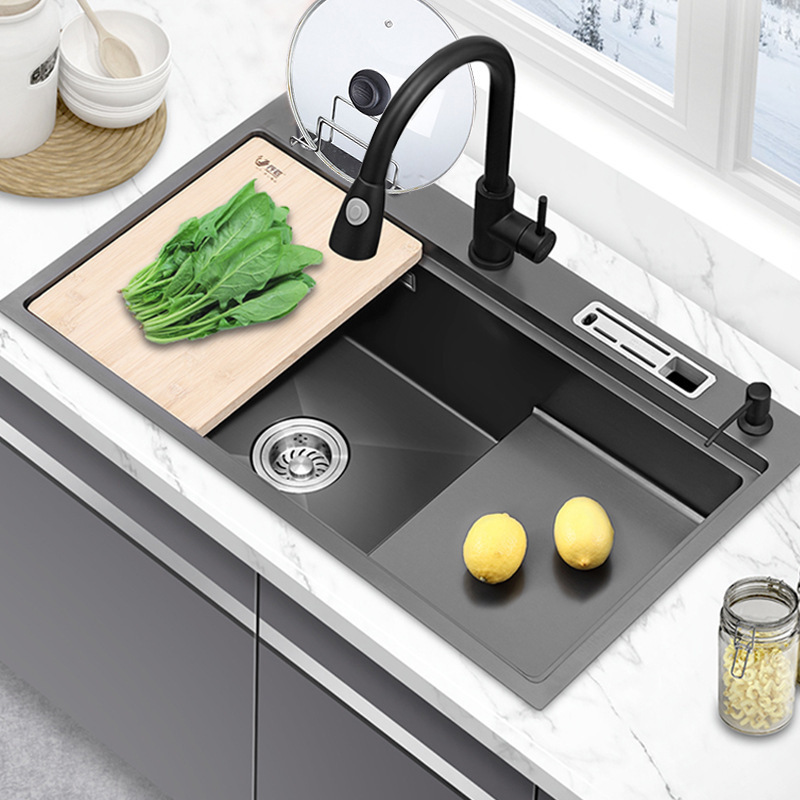 Factory Direct  stepped base Kitchen Sink stepped base Sink One Piece And Countertop Step sink High Grade Stainless Steel