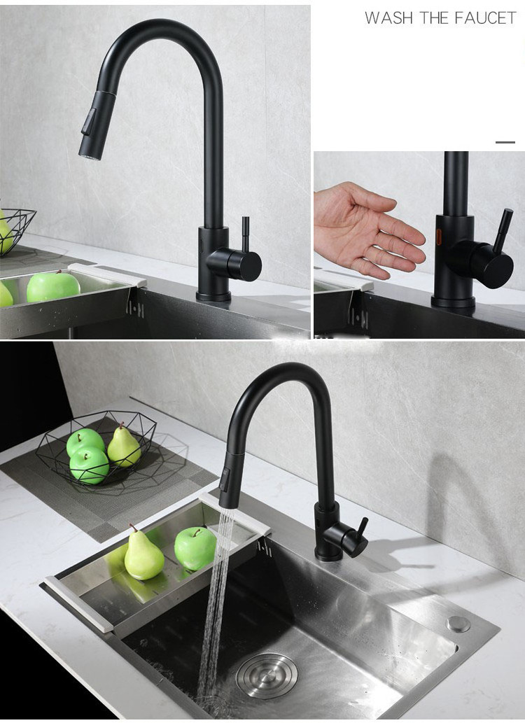 720 degree SUS304/201 Electronic Touch Automatic Smart sensor faucets kitchen bath & shower basin sink touch faucets pull out