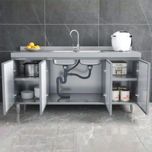 Outdoor Kitchen sink integrated Cabinet type floor sink 201 304 SUS stainless steel kitchen bench with sink