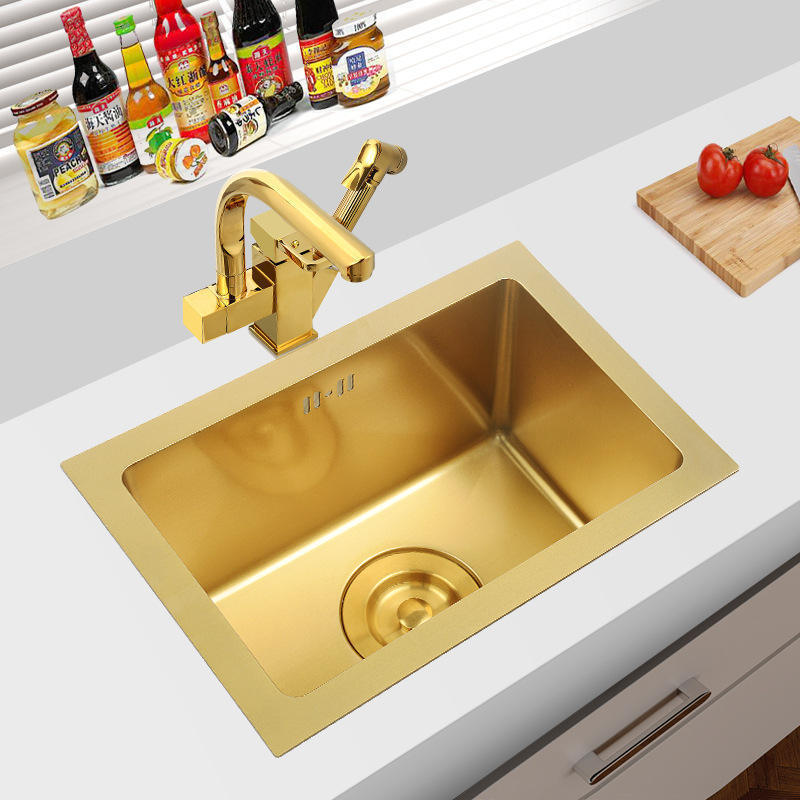 Fregadero High Quality Rose Gold Sink Under counter Basin kitchen 304 Stainless Steel Single Bowl kitchen sink