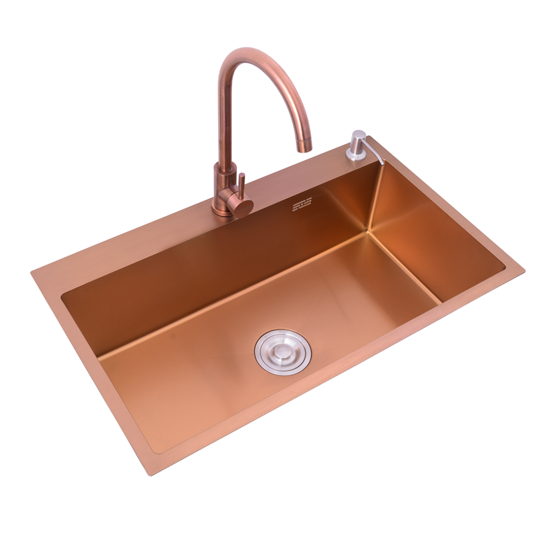 Fregadero High Quality Rose Gold Sink Under counter Basin kitchen 304 Stainless Steel Single Bowl kitchen sink