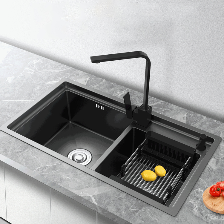 Handmade Smart Kitchen Sink Black 304 Stainless Steel Vegetable Ultrasonic Sink