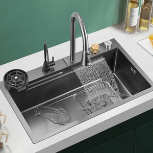 Single Hidden Kitchen Sink 304 Stainless Steel Silver Carton Box Square 3mm Modern Kitchen Faucet Kitchen Sink with Cup Washer