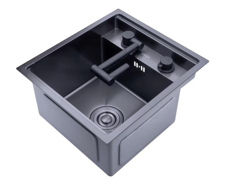 Black innovative hidden kitchen hand sink nano single double sink kitchen stainless steel sink