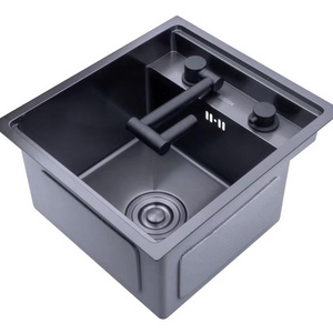 Black innovative hidden kitchen hand sink nano single double sink kitchen stainless steel sink