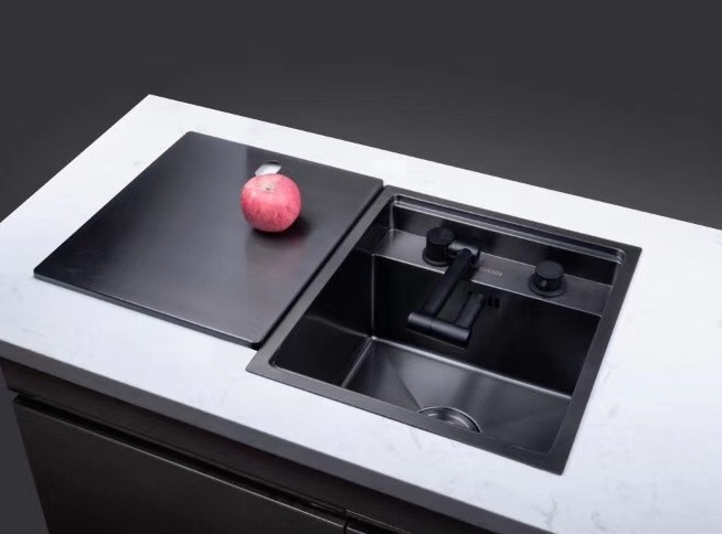 Black innovative hidden kitchen hand sink nano single double sink kitchen stainless steel sink