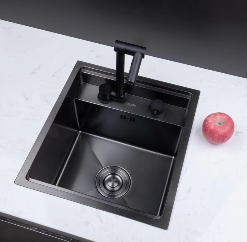 Black innovative hidden kitchen hand sink nano single double sink kitchen stainless steel sink