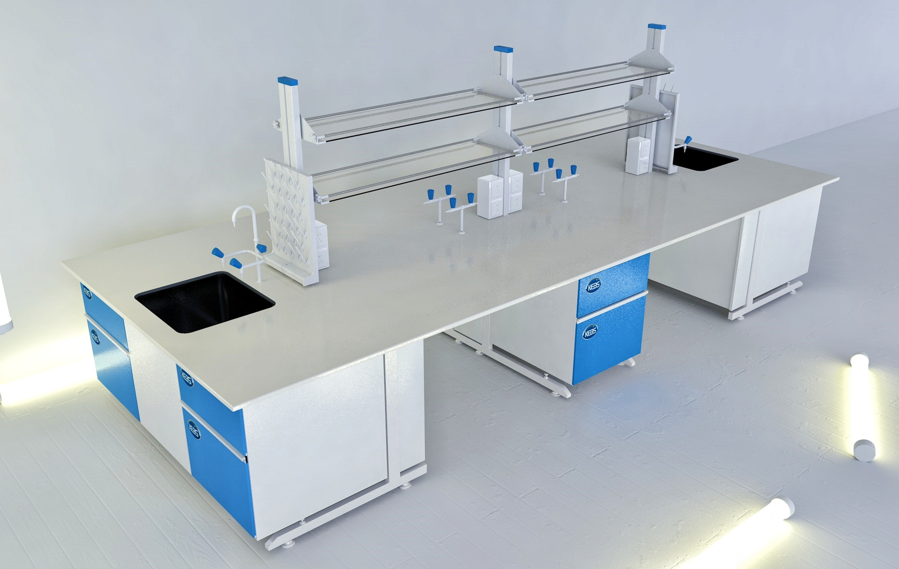 Industrial table medical work bench laboratory furniture C-frame lab bench with storage cabinet