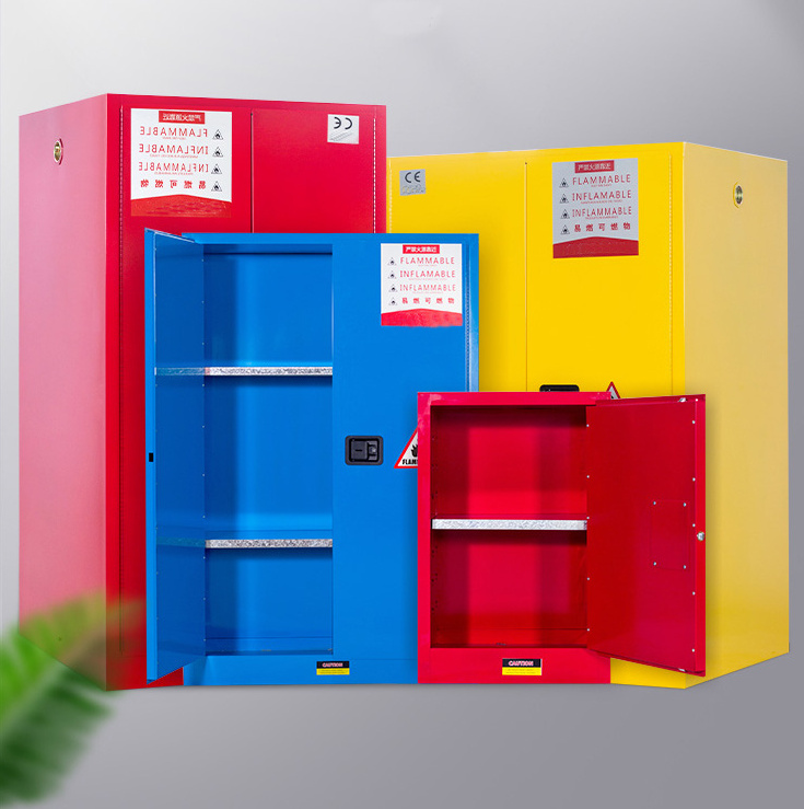 Two layers steel flammable storage cabinet chemistry lab yellow flammable safety cabinet