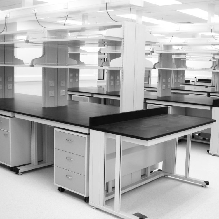 Free design durable metal frame bench hanging cabinet octagonal lab bench and fume hood lab furniture chemical lab