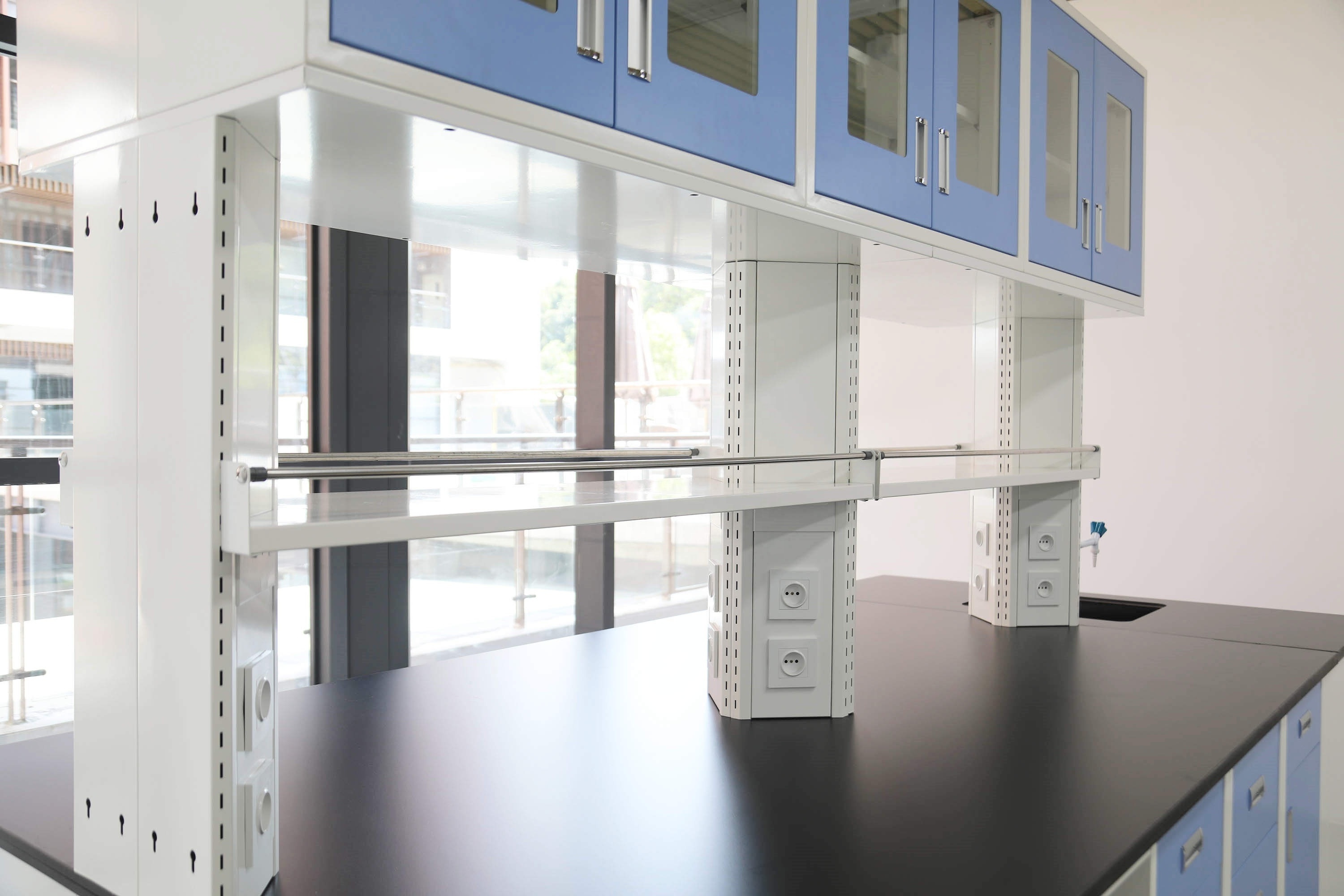 Customizable island lab bench for blue chemical laboratory furniture bench lab