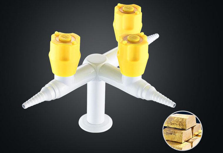 Multiple outlets deedle or ball valve lab service fixture valves 4 ways high purity gases gas tap