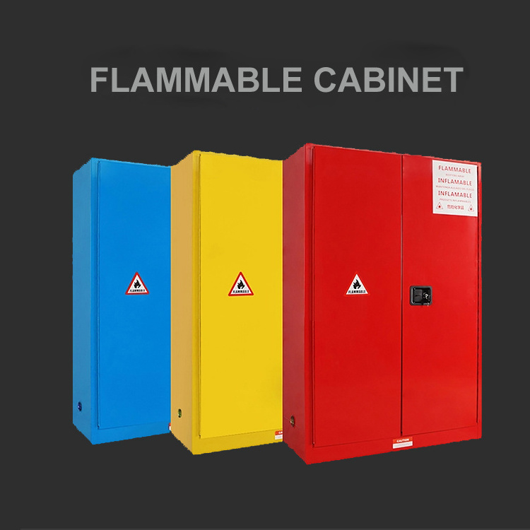 Two layers steel flammable storage cabinet chemistry lab yellow flammable safety cabinet