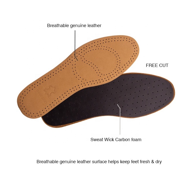 Genuine Leather Insoles,Anti Odour Shoe Insoles Set with Odor Eating Charcoal,Odour Stop Insert with Activated Charcoal