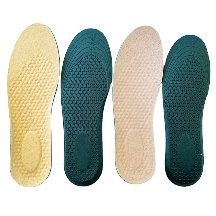 Pigskin  Leather Memory Foam Insoles,Memory Foam Insole with Leather Top and Charcoal Anti-Odor Insert